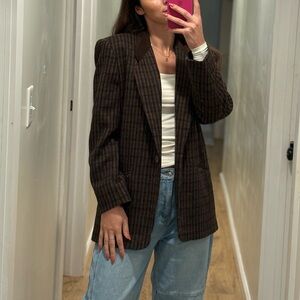 vintage David N. plaid wool blazer with a suede collar size 8